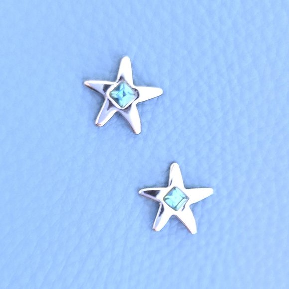 Starfish Earrings/Silver/Aqua/Turquoise/Cute Starfish Earrings/Studs/Gift - Picture 5 of 13